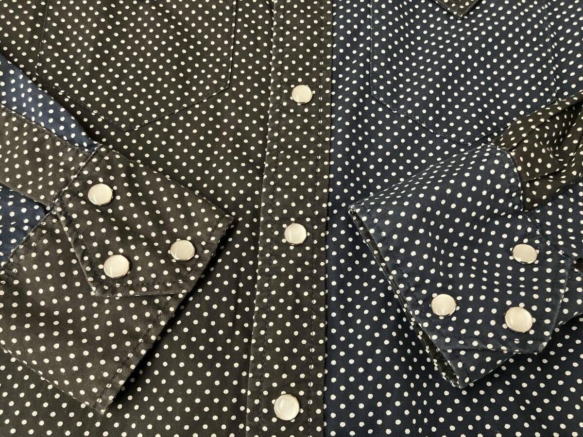ENGINEERED GARMENTS ドット 長袖シャツ ブラック／ネイビー