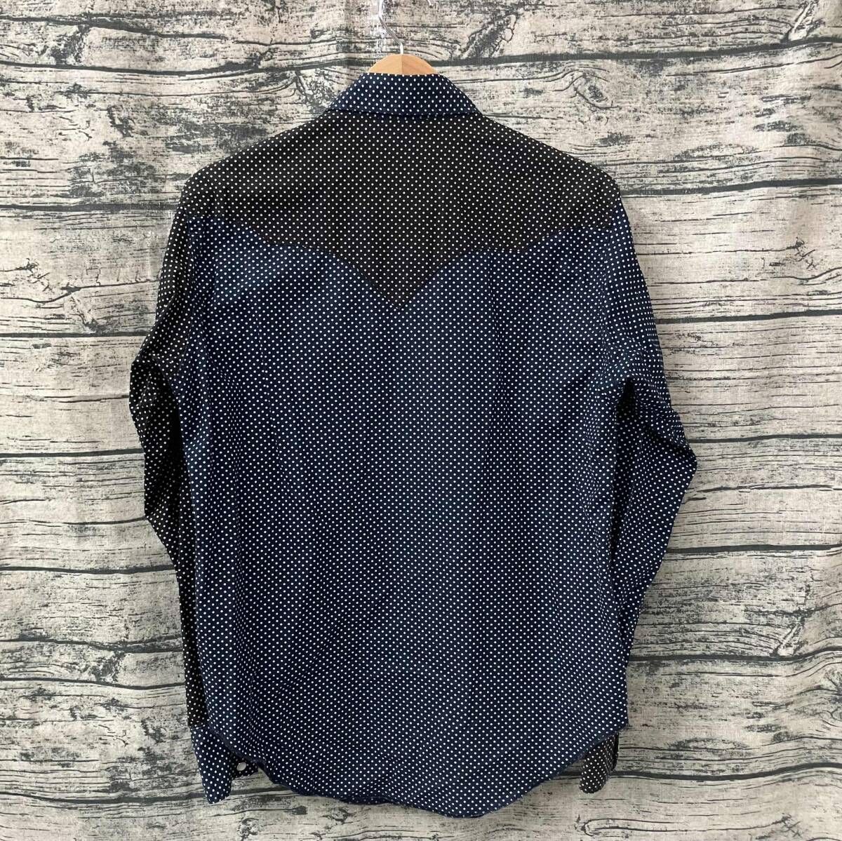 (売り切り) ￼Engineered Garments ブラック ENGINEERED GARMENTS ドット 長袖シャツ ブラック／ネイビー