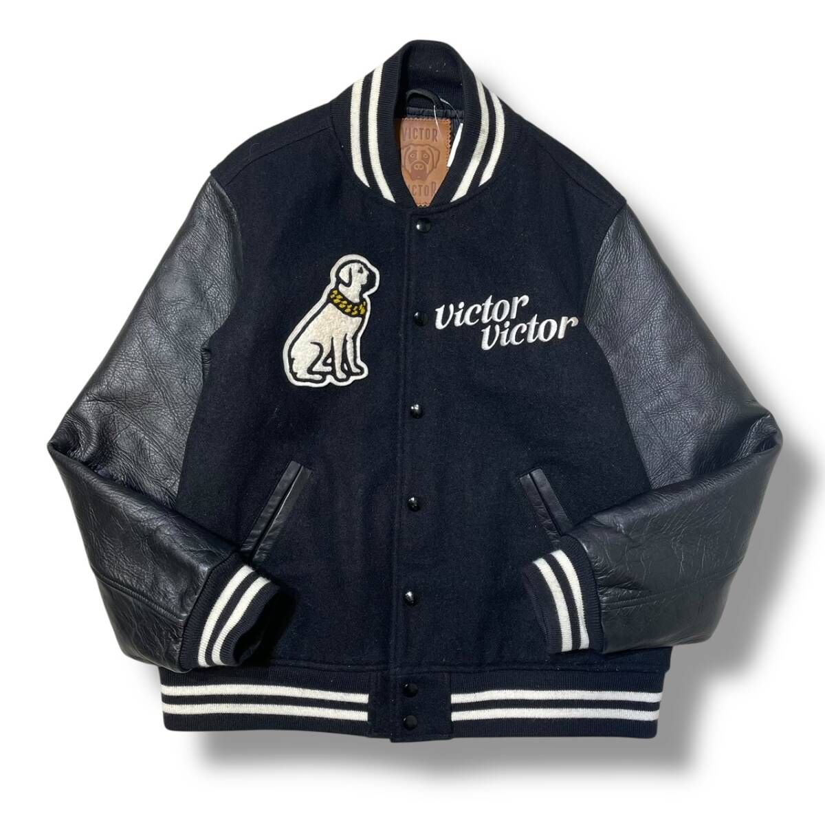 23 AW HUMAN MADE VICTOR VARSITY JACKET スタジャン ブラック サイズM ヒューマンメイド ヴィクターヴィクター