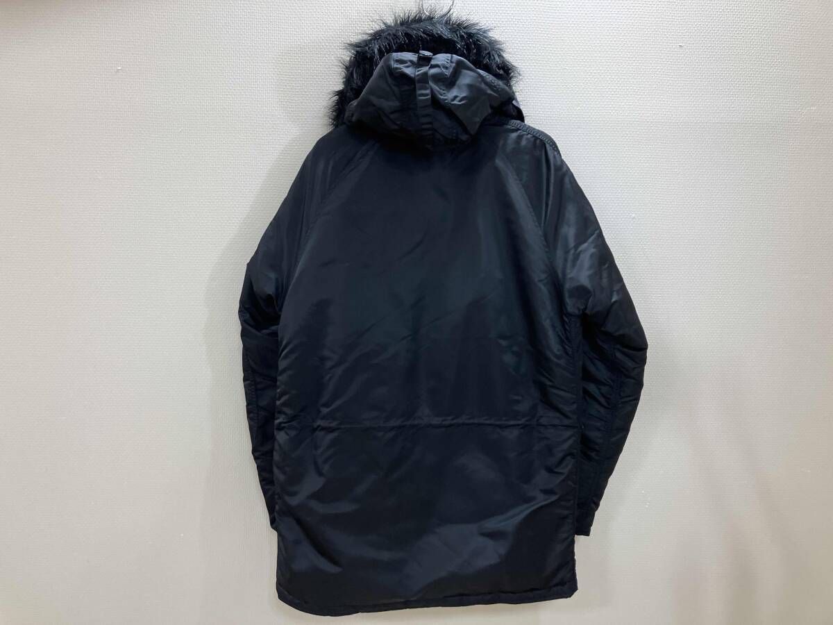 ALPHA アルファ N-3 B ミリタリー中綿ナイロンハーフコート ミリタリー中綿アウター フーデッドナイロン中綿アウター 黒 XL 冬