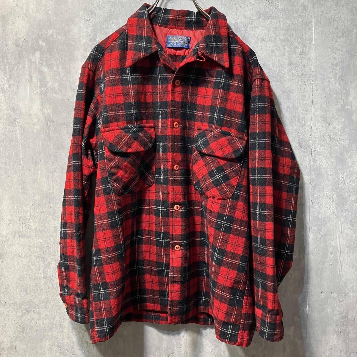 70s PENDLETON check shirt タータンチェックボード長袖シャツ Lサイズ