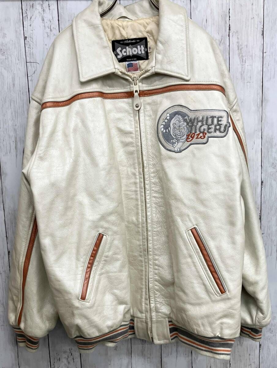 Schott レザージャケット ショット 牛革 WHITE 購入 TIGERS レザー