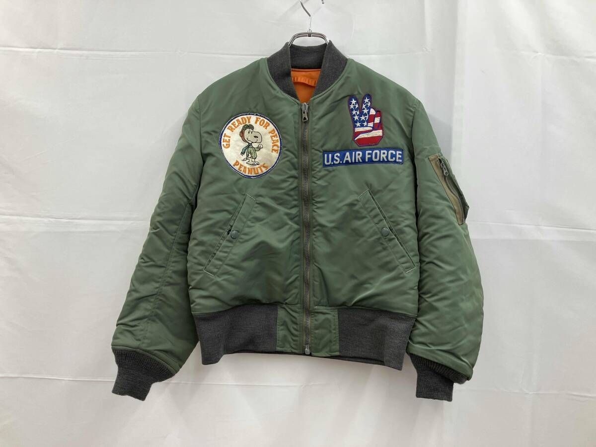 BUZZ RICKSON’S バズリクソンズ VintagePEANUTS BR 13291 リバーシブル フライトジャケット MA-1 スヌーピー XS カーキ 通年