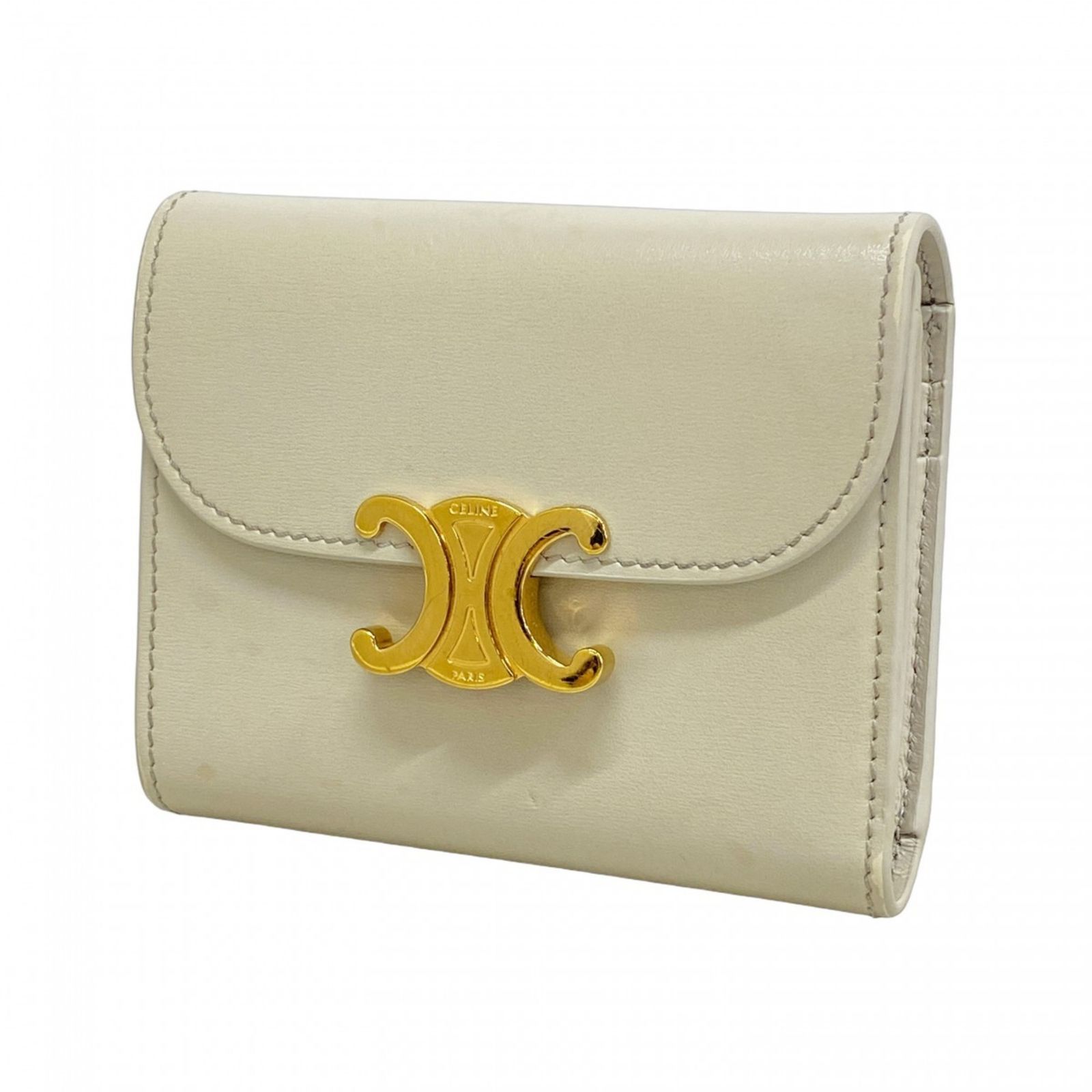 セリーヌ(Celine) セリーヌ 三つ折り財布 トリオンフ レザー ベージュ