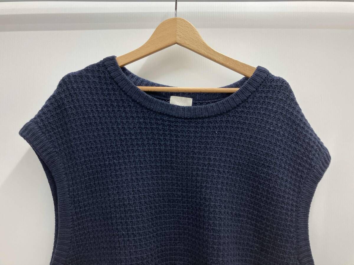 URU ウル KNIT VEST ニットベスト ネイビー フリーサイズ 18 FUK 05