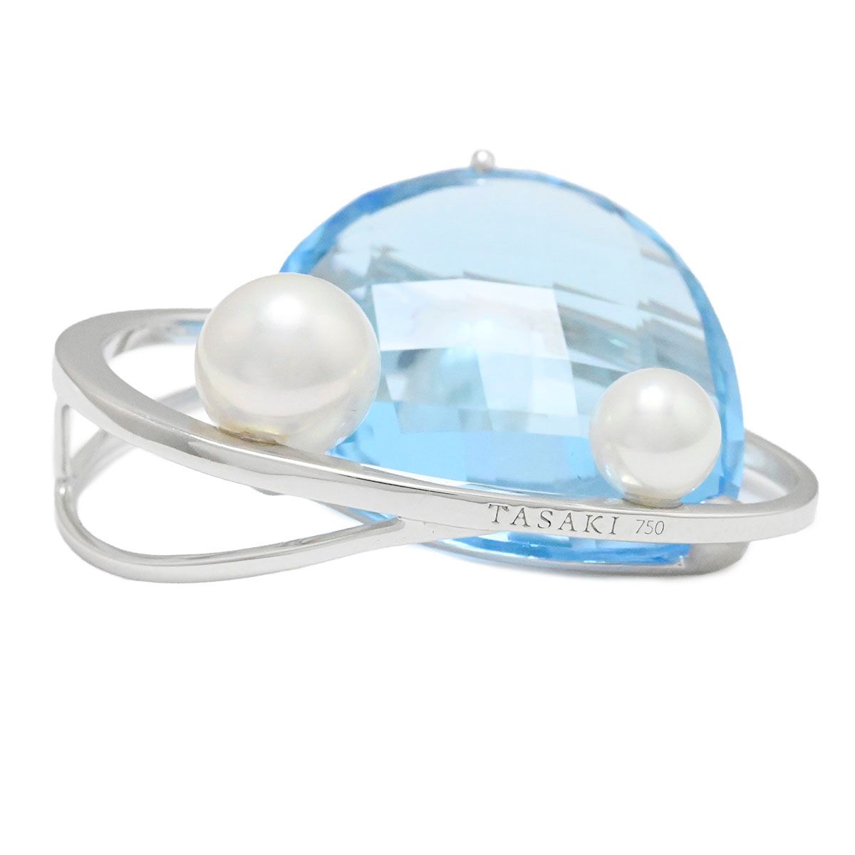 タサキ TASAKI K18WG ブルートパーズ パール3P ペンダントトップ