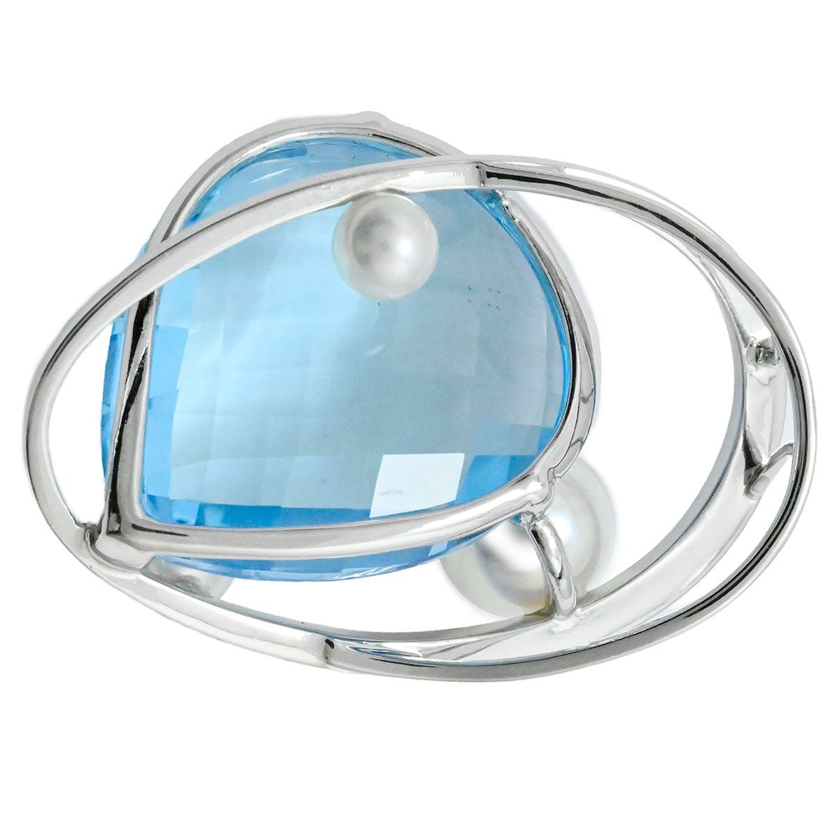 タサキ TASAKI K18WG ブルートパーズ パール3P ペンダントトップ