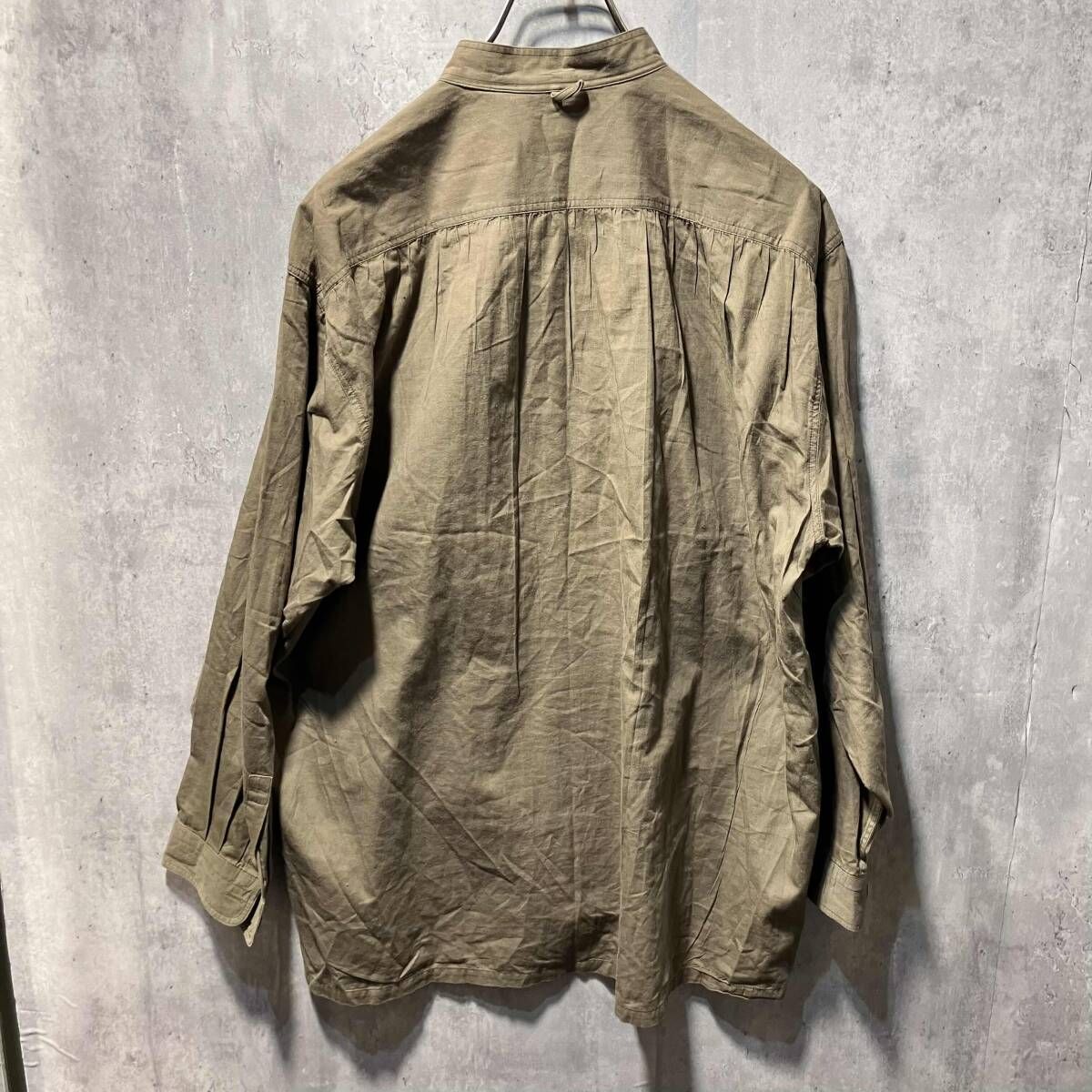 90s archive IM ISSEY MIYAKE バンドカラーシャツ サイズL カーキ系