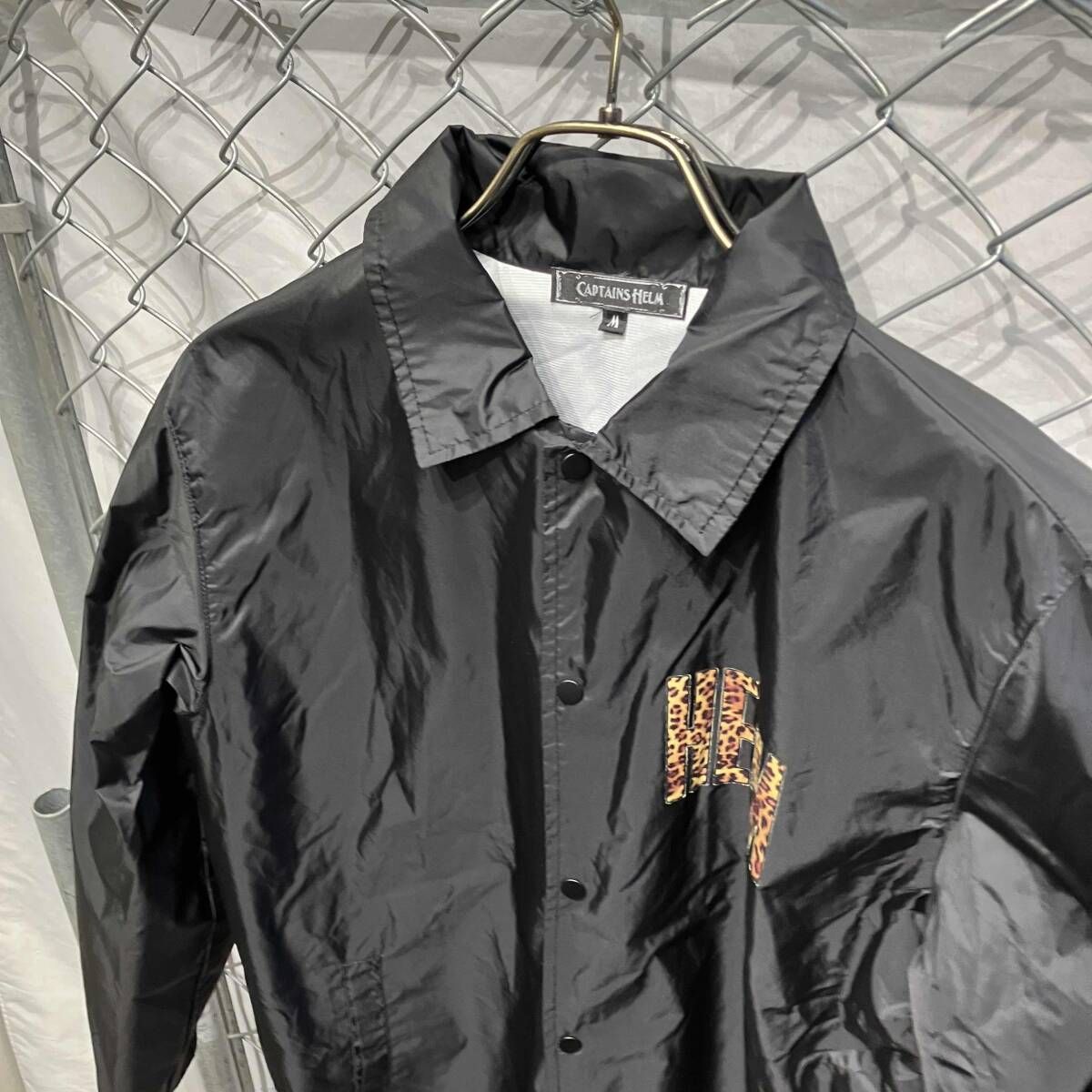 CAPTAIN HELM ロゴコーチジャケット size M ブラック レオパード 
