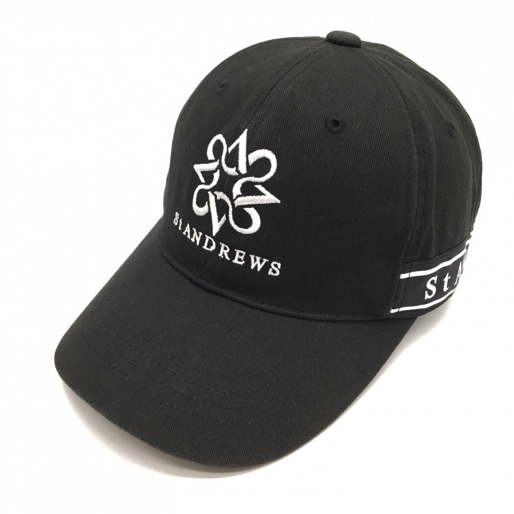 セントアンドリュース キャップ 黒×白 ロゴ刺しゅう FR ゴルフウェア