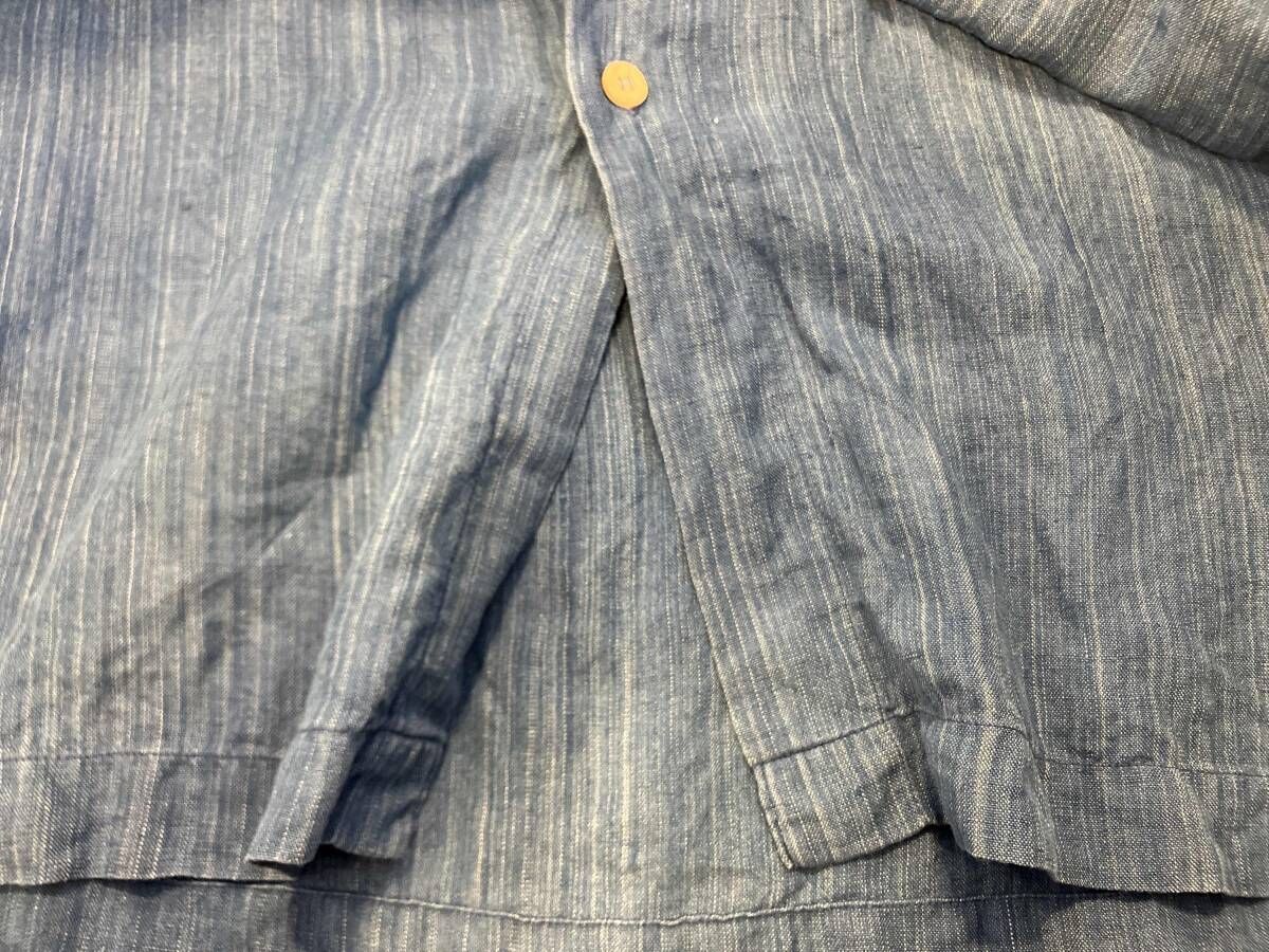 ISSEY MIYAKE ｲｯｾｲﾐﾔｹ 長袖シャツ ブルー バンドカラー IM MIYAKE