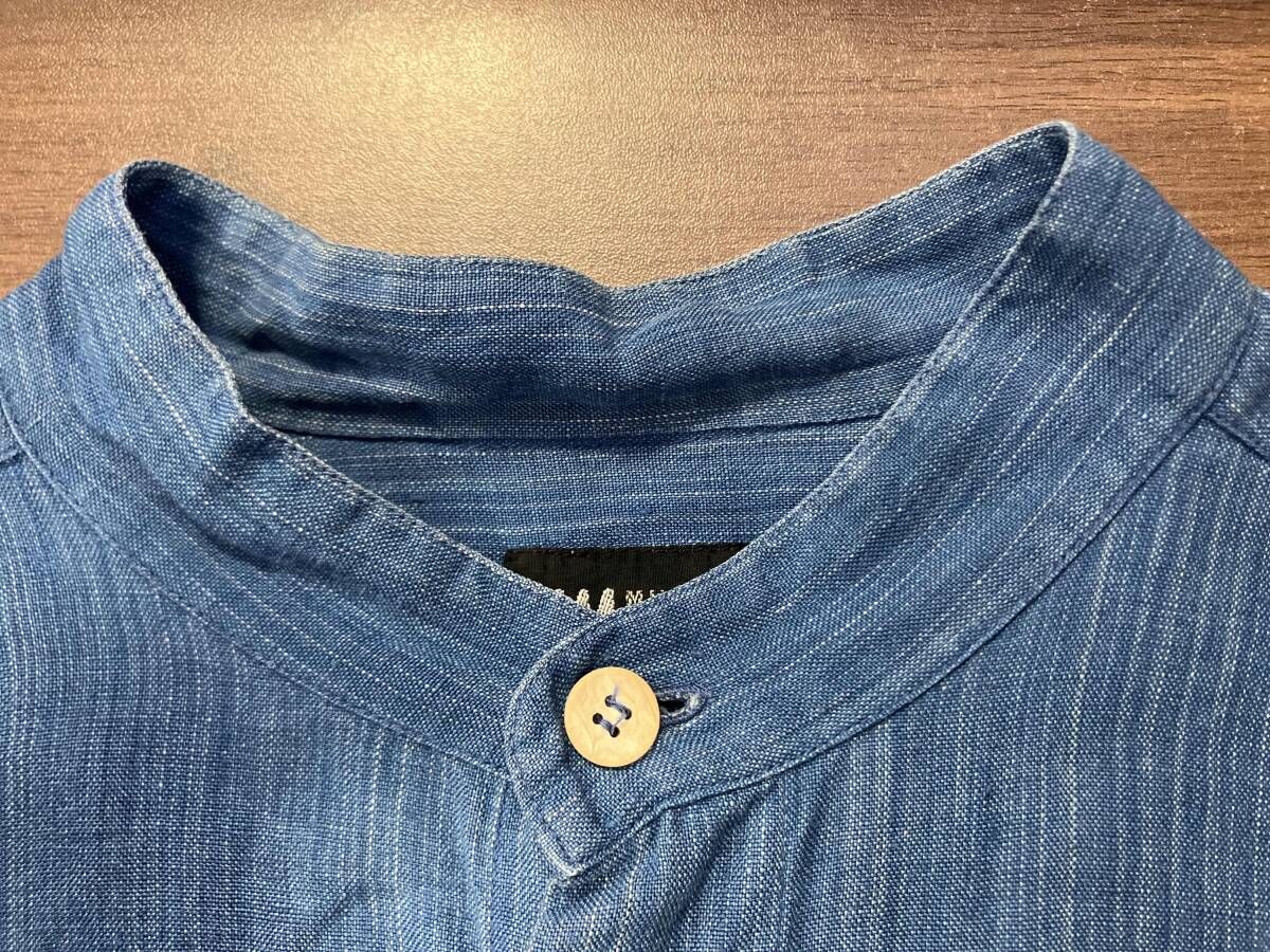 ISSEY MIYAKE ｲｯｾｲﾐﾔｹ 長袖シャツ ブルー バンドカラー IM MIYAKE