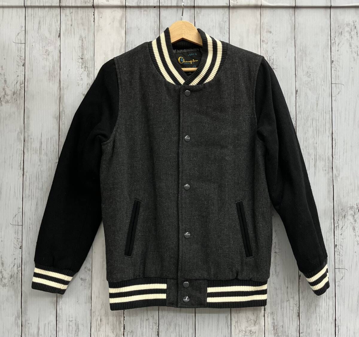 Champion チャンピオン ウール スタジャン Lサイズ ブラック - メルカリ