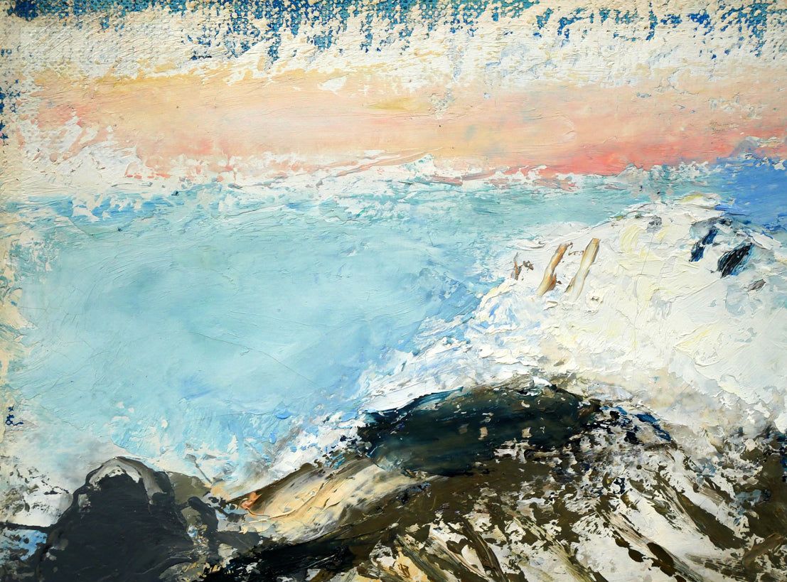 橋本 三郎「残雪駒ヶ岳」油絵・F4号 国画会会員 全道展創立会員 北海道