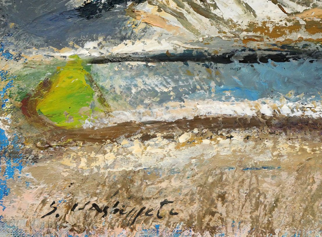 橋本 三郎「残雪駒ヶ岳」油絵・F4号 国画会会員 全道展創立会員 北海道