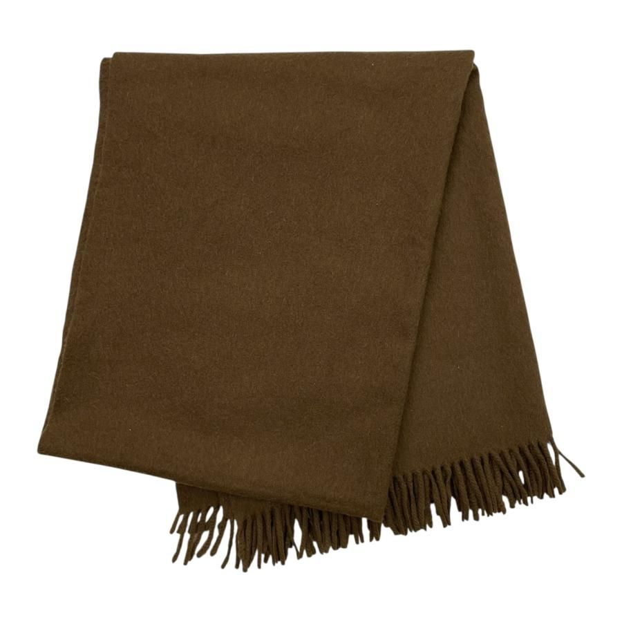 ☆EM4834 エルメス マフラー フリンジ カシミヤ ロゴ ブラウン HERMES