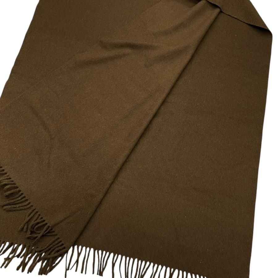 ☆EM4834 エルメス マフラー フリンジ カシミヤ ロゴ ブラウン HERMES