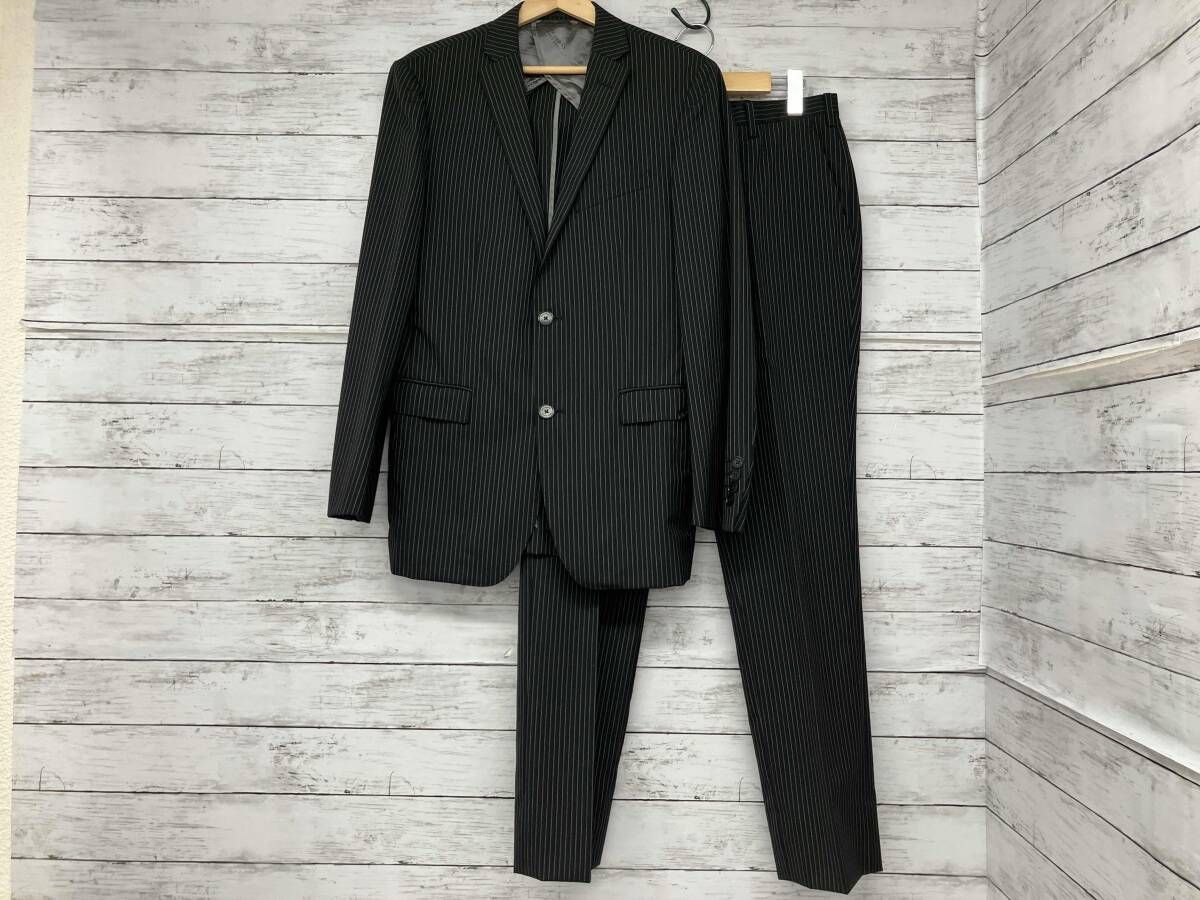 BURBERRY BLACK LABEL 黒ストライプスーツ上下 40R BURBERRY BLACK LABEL／スーツ／ブラック／ストライプ／BMD51-211-09