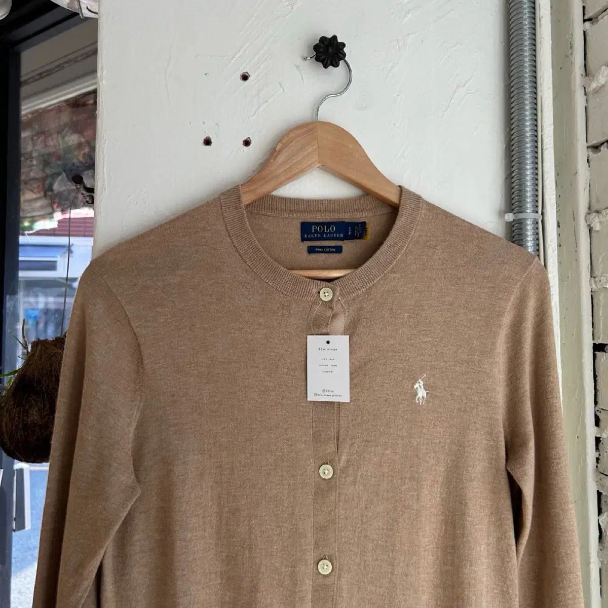【美品】ラルフローレン カーディガン S ピマコットン ベージュ 美品】ラルフローレン カーディガン S ピマコットン ベージュ POLO