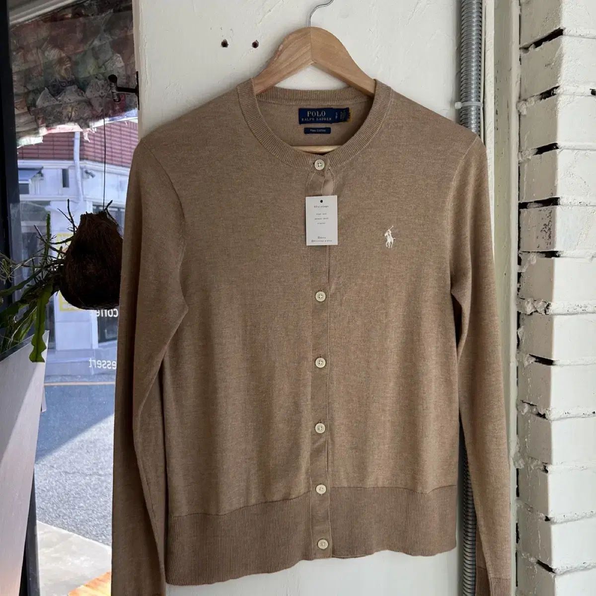 15458 - ポロラルフローレン ベージュ カーディガン (ピマコットン