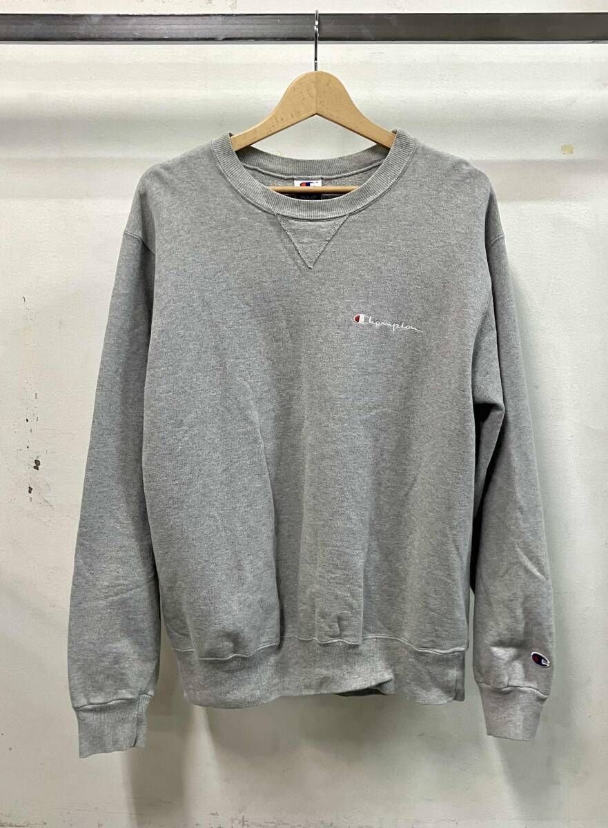 Champion チャンピオン スウェット 90 s 90年代後期 刺繍ロゴ 前Vガゼット 霜降り アメリカンカジュアル サイズM グレー コットン92