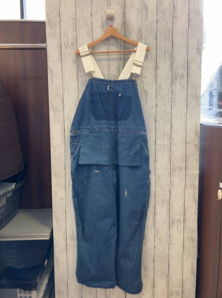 SUNNY SIDE UP サニーサイドアップ オーバーオール エプロンリメイク ブルー W 44 L 30