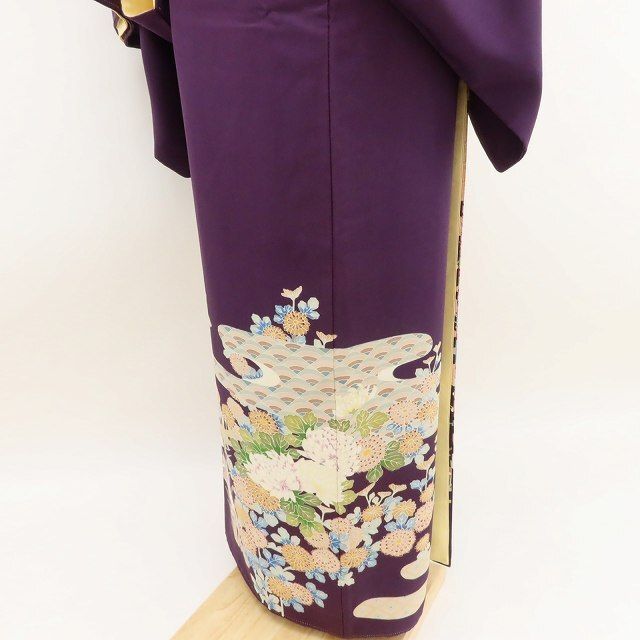  ✾まめ藤✾ 正絹 着物 作家物落款 比翼仕立て 牡丹や梅 緑の黒髪美人の美の饗宴 色留袖 U 95 色留袖 着物