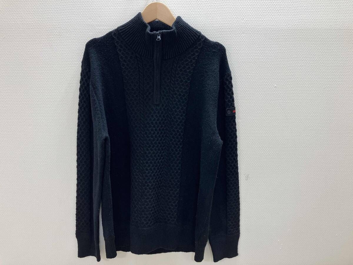 ニット ハーフジップ ブラック 秋