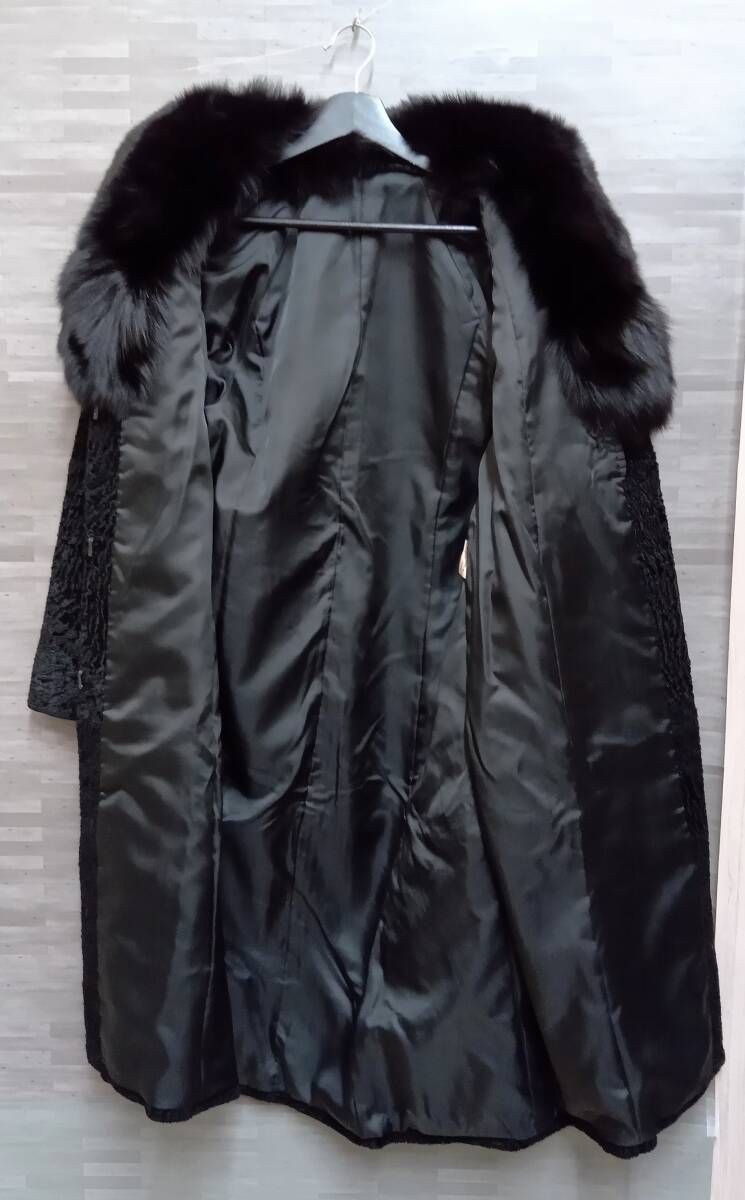 希少】ペルシャンラム アストラカン×フォックス襟 毛皮ファー ロング