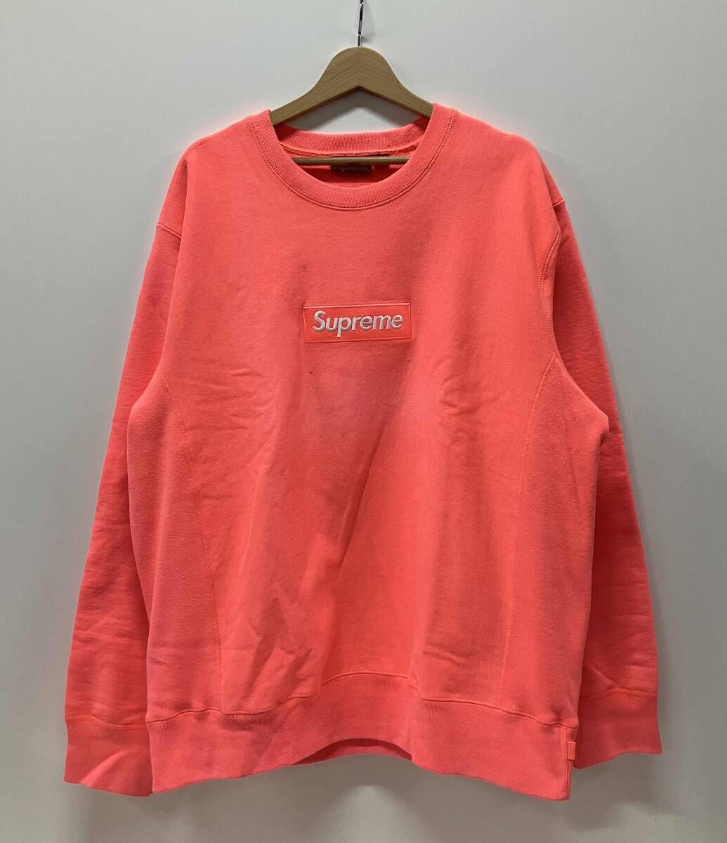 Supreme シュプリーム スウェット Box Logo Crewneck Sweatshirt サイズXL ピンク コットン カナダ製 色焼け シミ有り