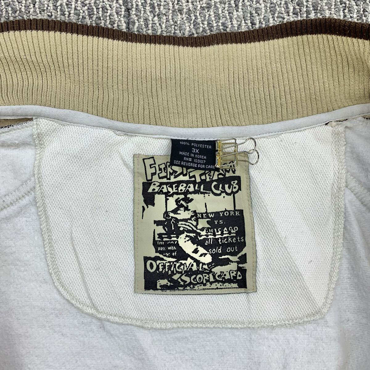 raw blue スタジアムジャケット 3XL オフホワイト ベージュ ローブルー 