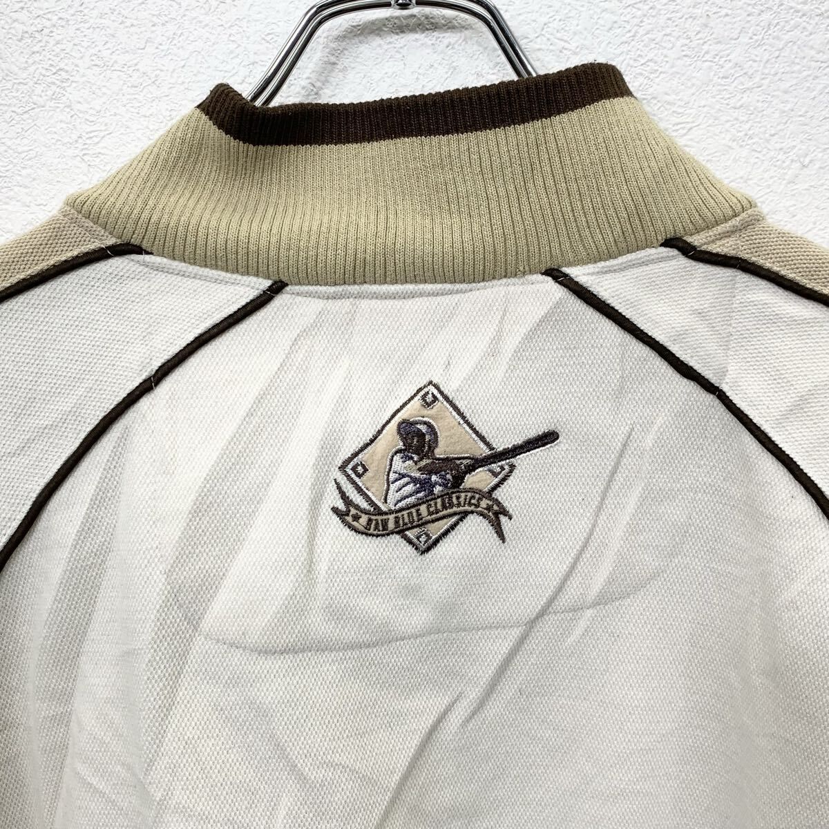 raw blue スタジアムジャケット 3XL オフホワイト ベージュ ローブルー 