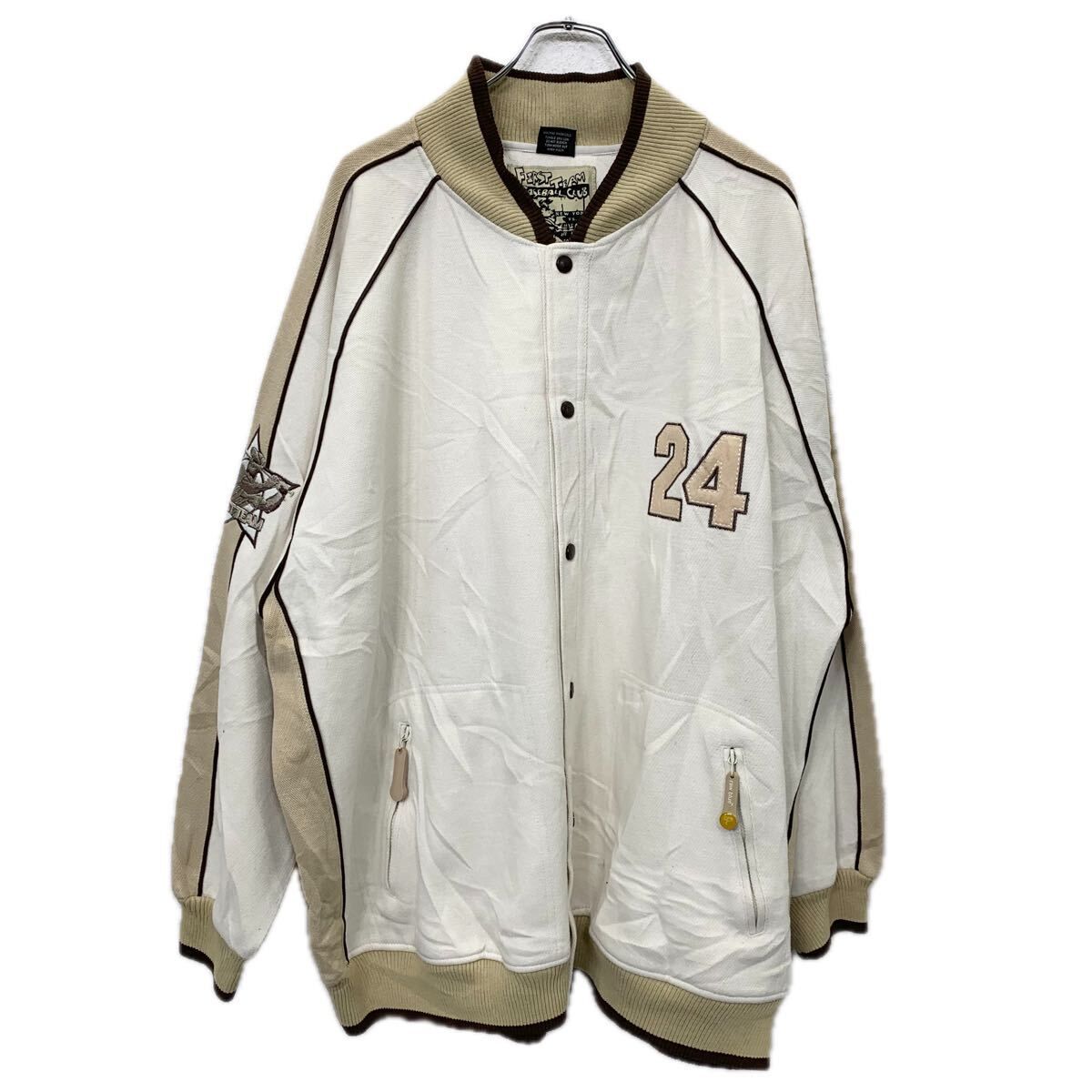 raw blue スタジアムジャケット 3XL オフホワイト ベージュ ローブルー 
