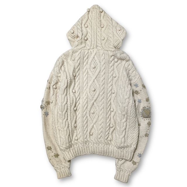 80 s I ISSEY MIYAKE 長袖ニット 宇宙柄ニットパーカー Mサイズ ホワイト IS 14 KO 005 イッセイミヤケ