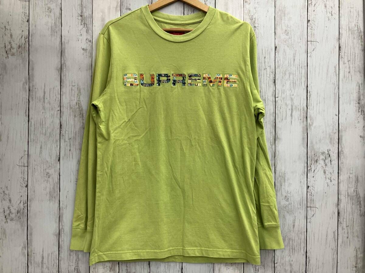 Supreme シュプリーム 長袖Tシャツ Meta Logo L S Top グリーン 左袖シミあり