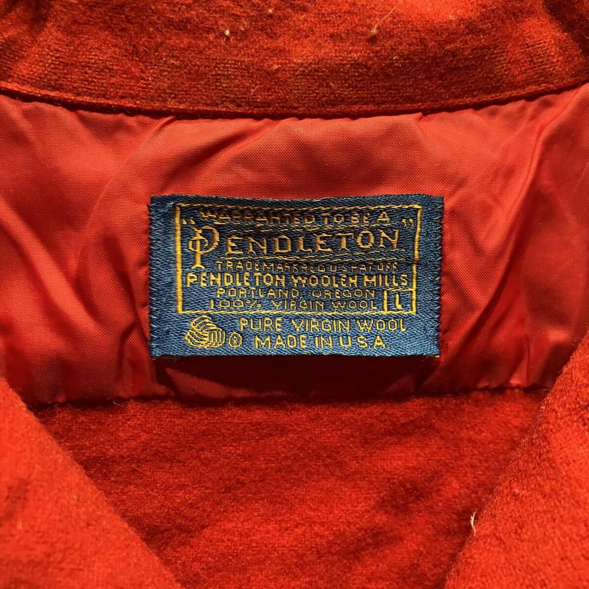 70s USA製 PENDLETON 開襟ボードシャツ size L レッド ペンドルトン