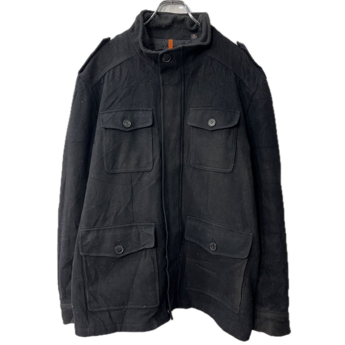 DOCKERS ジャケット XL ブラック ドッカーズ ジップアップ ボタン エポレット アウター 秋冬物 a712-5420