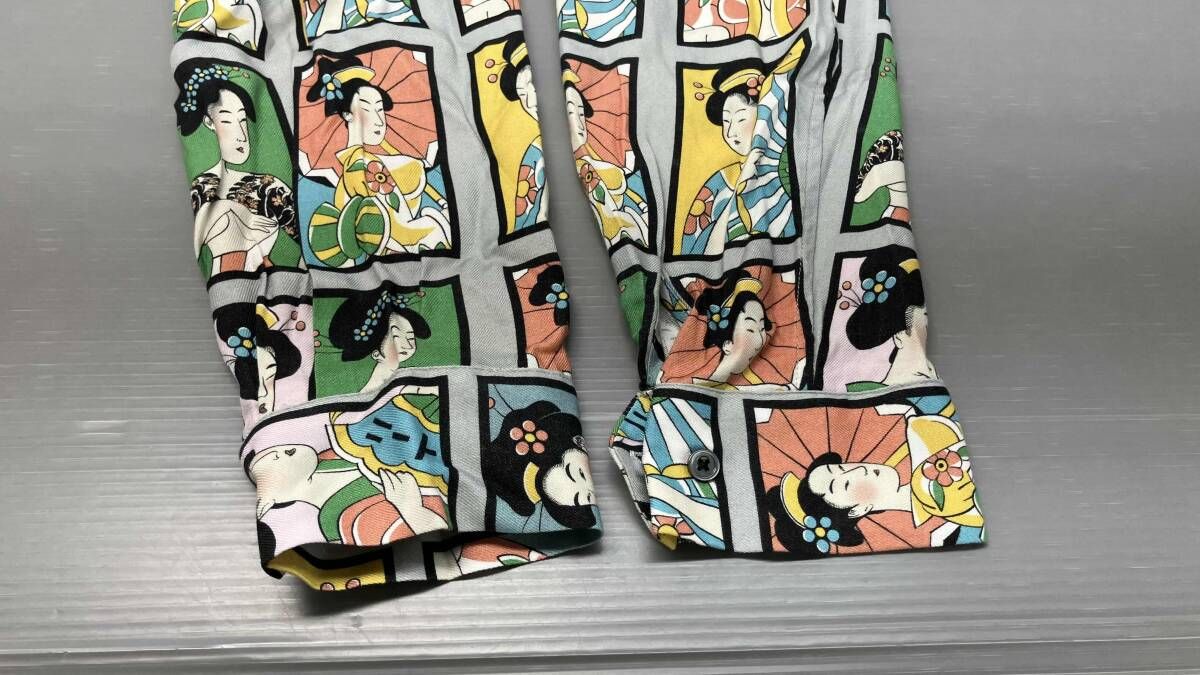 ☆ NEAT ALOHA ニートアロハ 総柄 長袖シャツ メンズ Mサイズ グレー