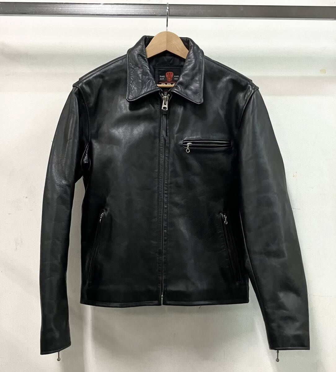 R.B.C (RBC)レザージャケット サイズ38 黒 R.B.C アールビーシー シングルライダース サイズ38 本革 ナイロン