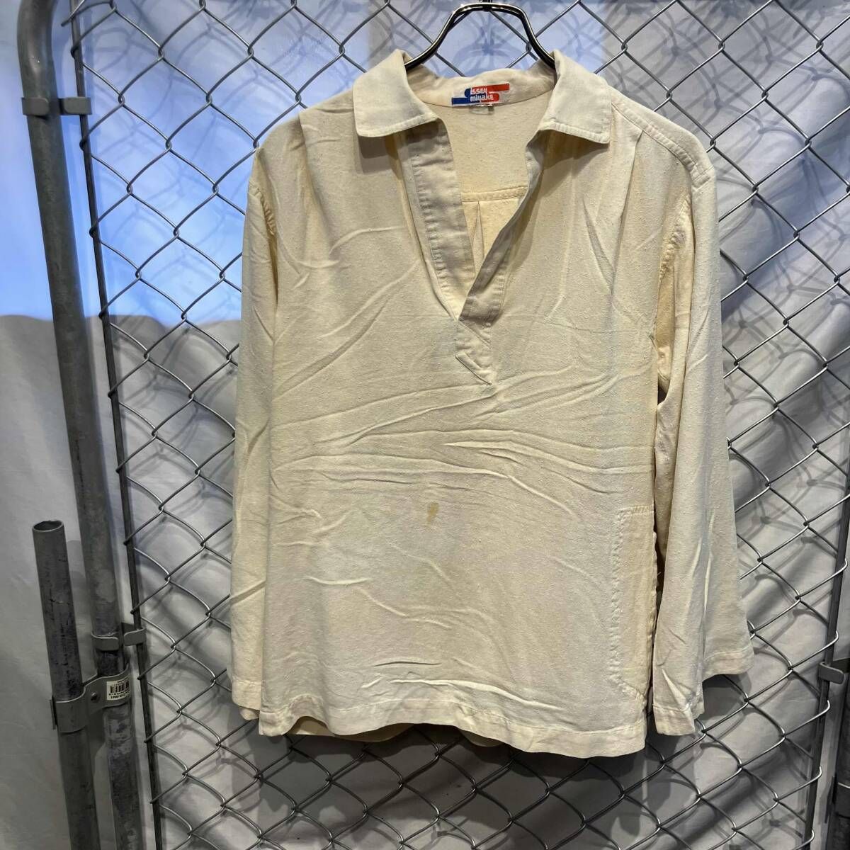 70s ISSEYMIYAKE 長袖シャツ 最初期タグ リネンシャツ ホワイト S