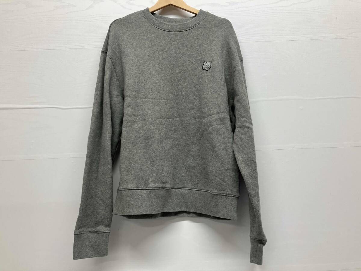 MAISON KITSUNE メゾンキツネ スウェット トレーナー 長袖 フォックスヘッド 裏起毛 綿100 サイズL グレー 通年