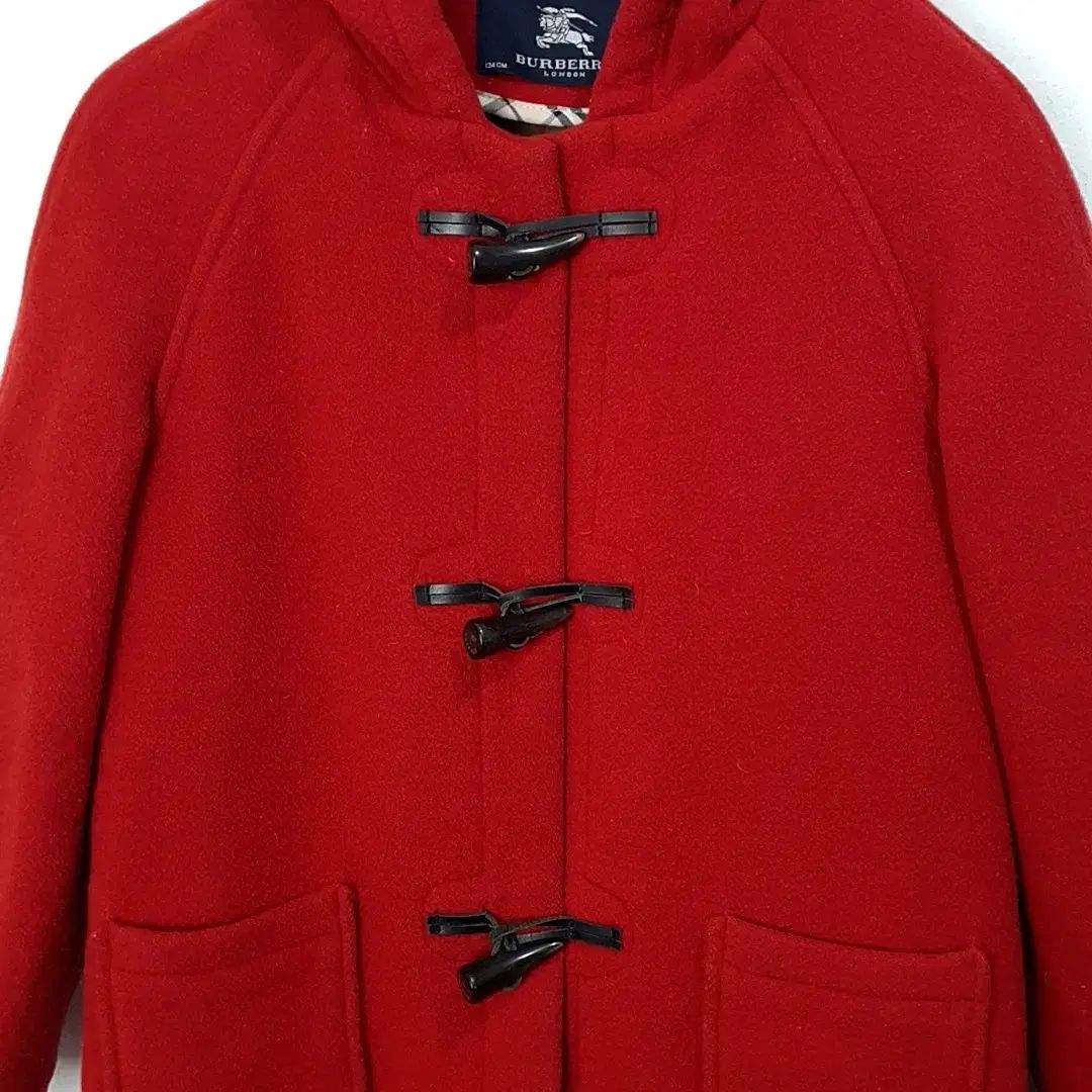 130 9-10歳 バーバリー レッド フード ダッフル コート