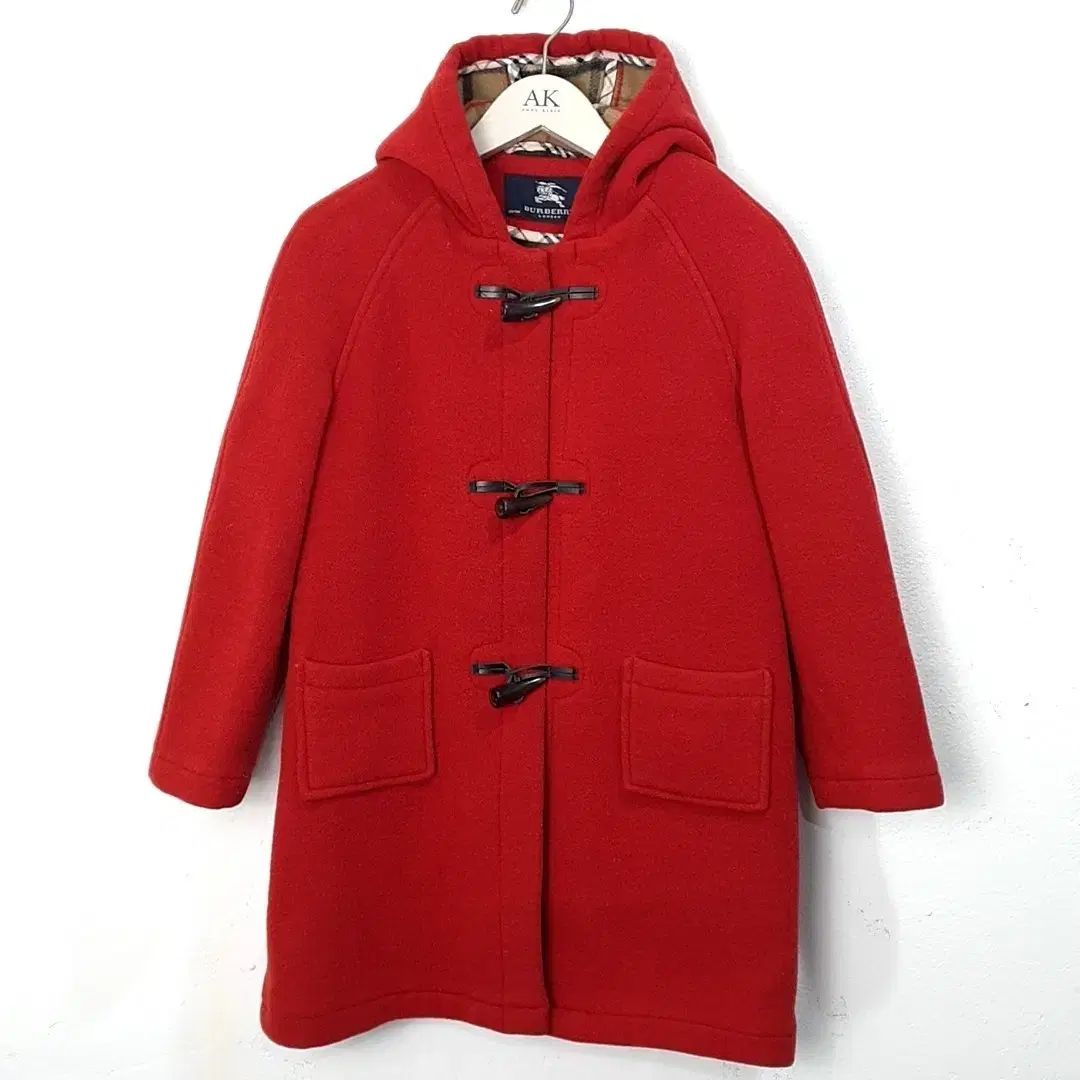 130 9-10歳 バーバリー レッド フード ダッフル コート