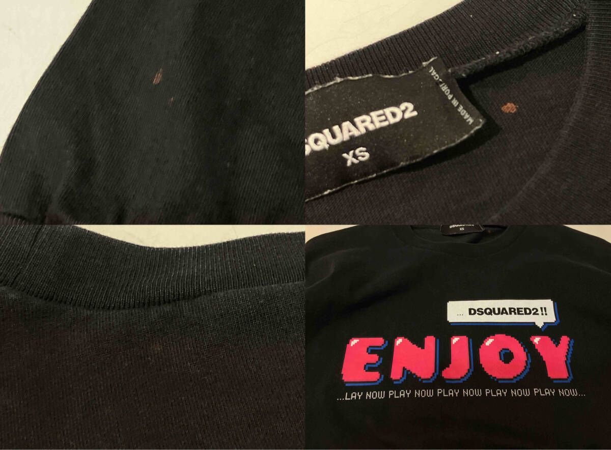 23 AW ディースクエアード 長袖Tシャツ ブラック XS モード系 ワンポイント