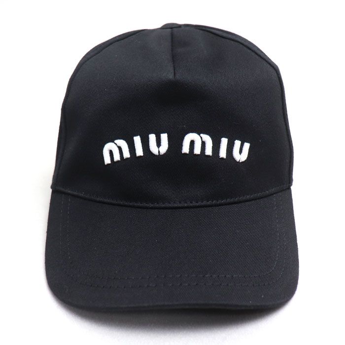 MIUMIU ミュウミュウ ドット柄 リボン付き キャップ キャップ ブラック