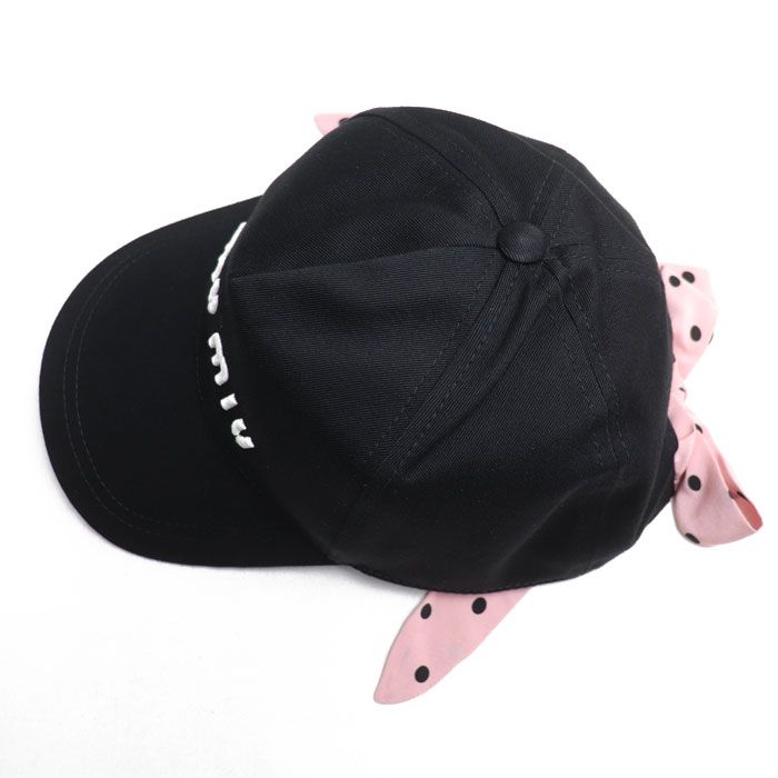 MIUMIU ミュウミュウ ドット柄 リボン付き キャップ キャップ ブラック