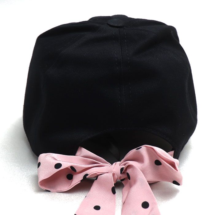 MIUMIU ミュウミュウ ドット柄 リボン付き キャップ キャップ ブラック