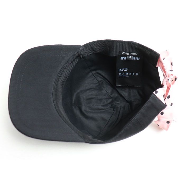 MIUMIU ミュウミュウ ドット柄 リボン付き キャップ キャップ ブラック