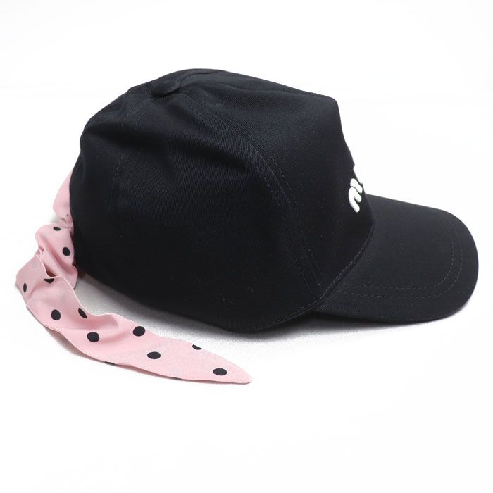 MIUMIU ミュウミュウ ドット柄 リボン付き キャップ キャップ ブラック