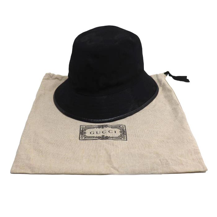 GUCCI グッチ ジャンボGGキャンバス バケットハット ハット ブラック